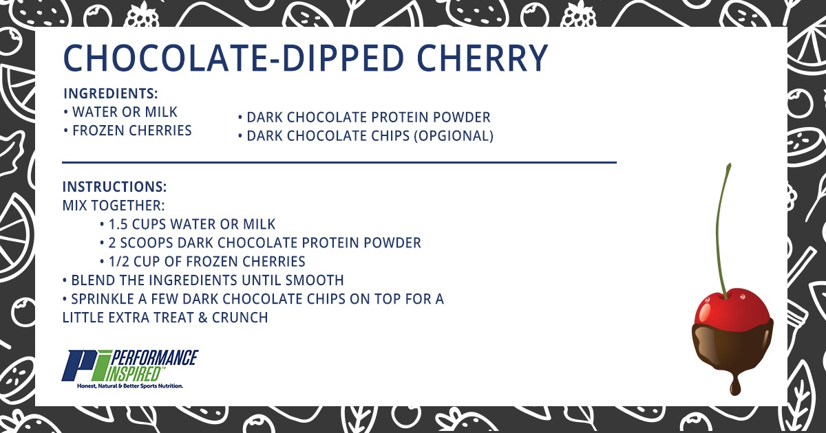 PI Nutrition - Recipes Fruit Smoothies Made wih Protein Powder - Chocolate Dipped Cherry Recipe Card