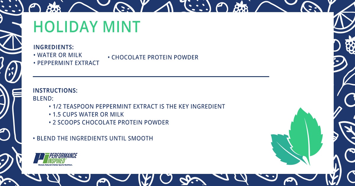 PI Nutrition - Recipes Fruit Smoothies Made wih Protein Powder - Holiday Mint Recipe Card