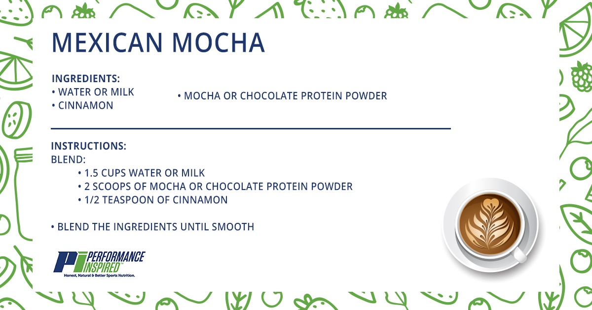 PI Nutrition - Recipes Fruit Smoothies Made wih Protein Powder - Mexican Mocha Recipe Card