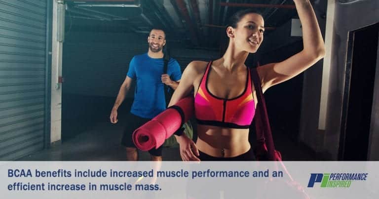 BCAA benefits include increased muscle performance and efficient increase in muscle mass